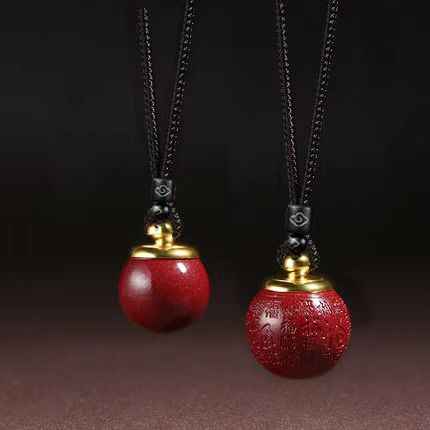 Purple-Gold Cinnabar Bead Pendants – Dual Blessings & Timeless Elegance
